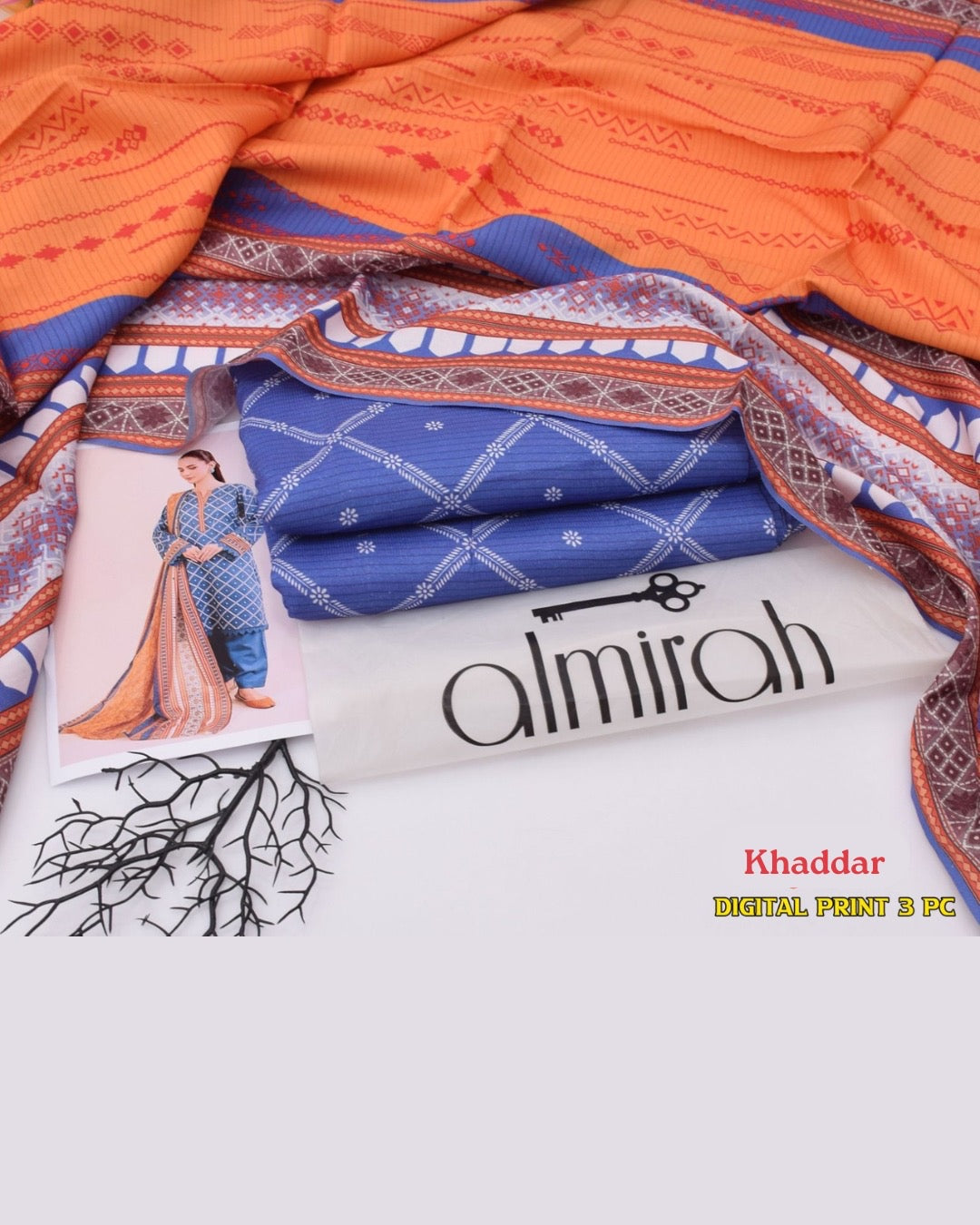 ALMIRAH 3pc Printed Cotrai Khaddar