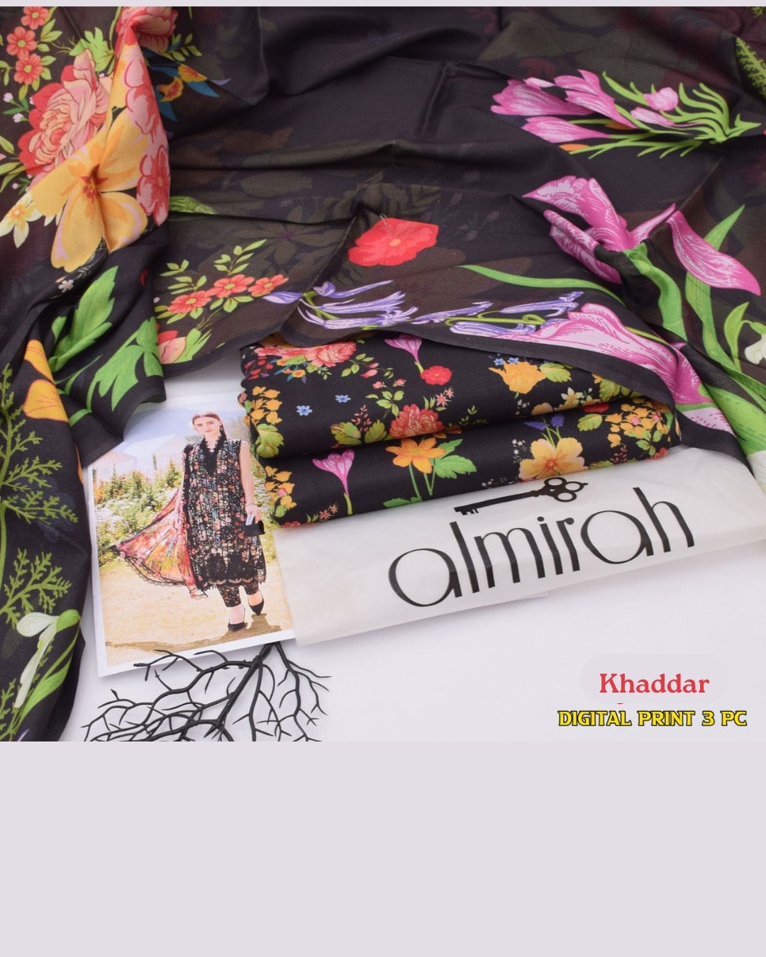 ALMIRAH 3pc Printed Cotrai Khaddar