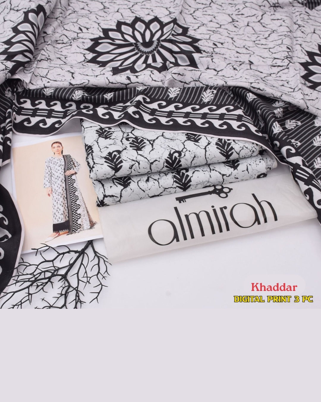 ALMIRAH 3pc Printed Cotrai Khaddar