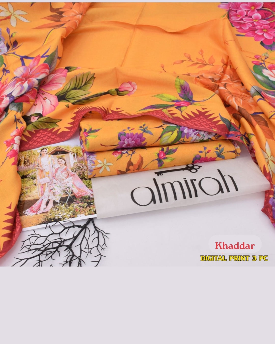 ALMIRAH 3pc Printed Cotrai Khaddar