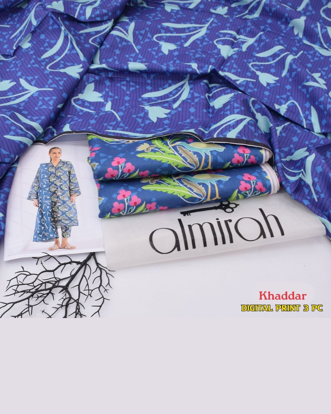 ALMIRAH 3pc Printed Cotrai Khaddar