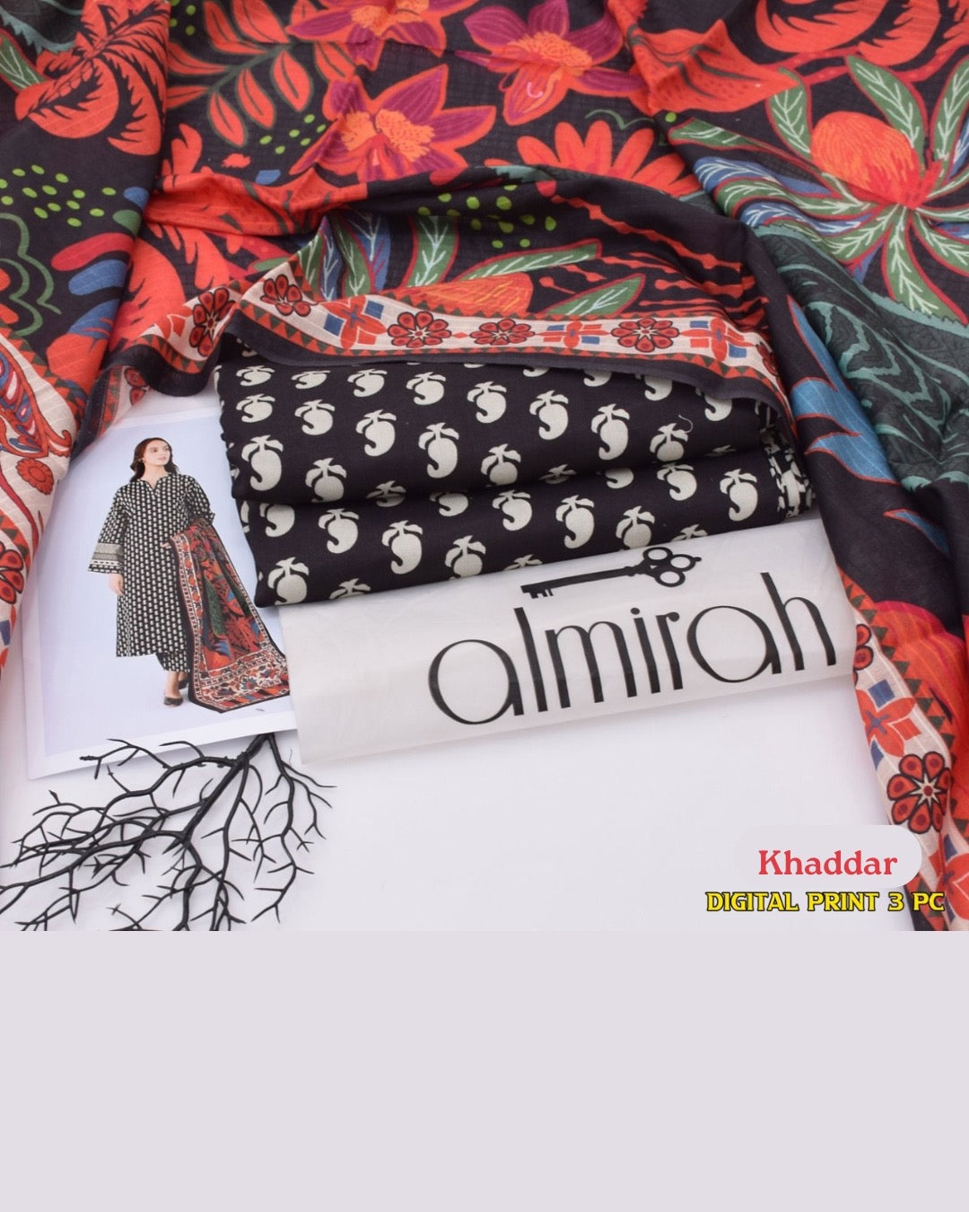 ALMIRAH 3pc Printed Cotrai Khaddar