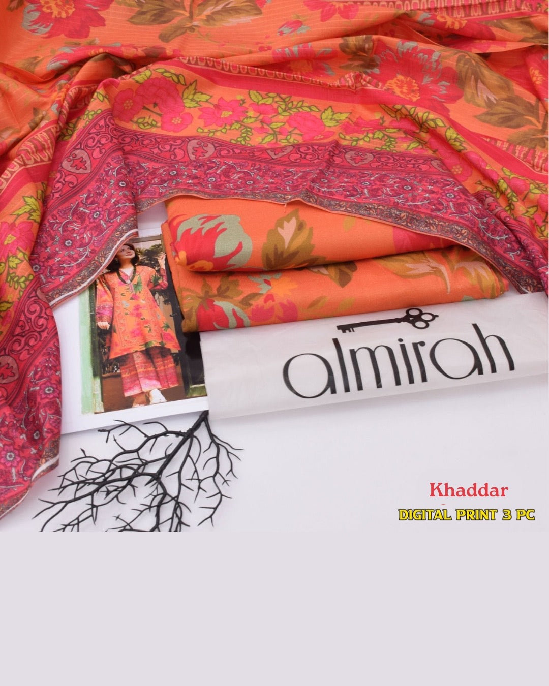 ALMIRAH 3pc Printed Cotrai Khaddar