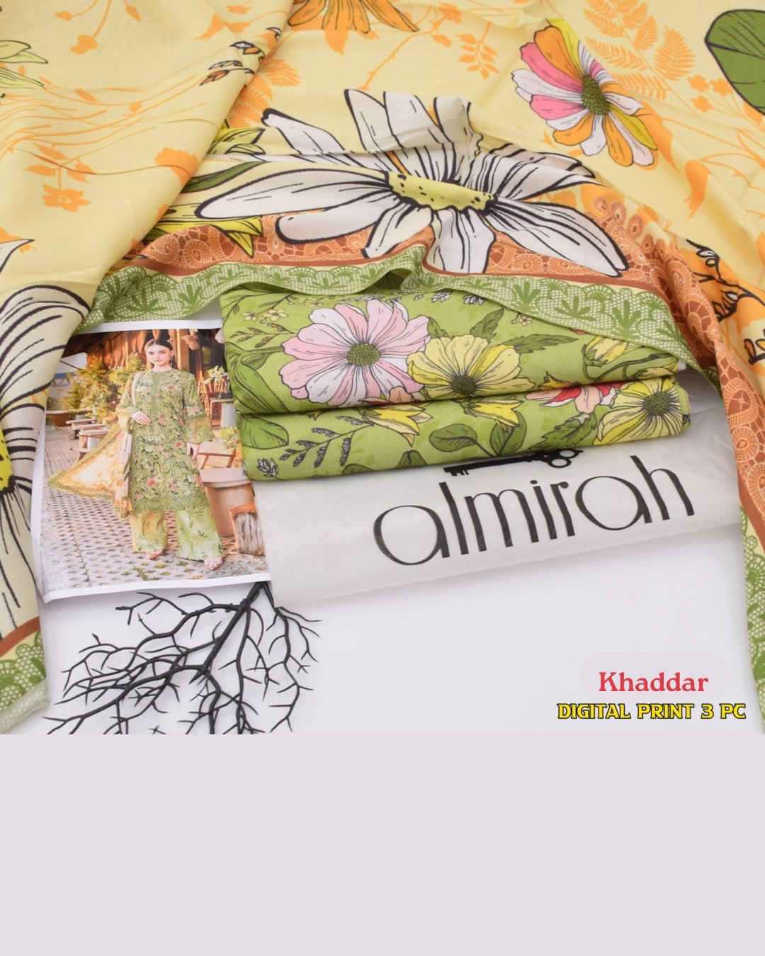 ALMIRAH 3pc Printed Cotrai Khaddar