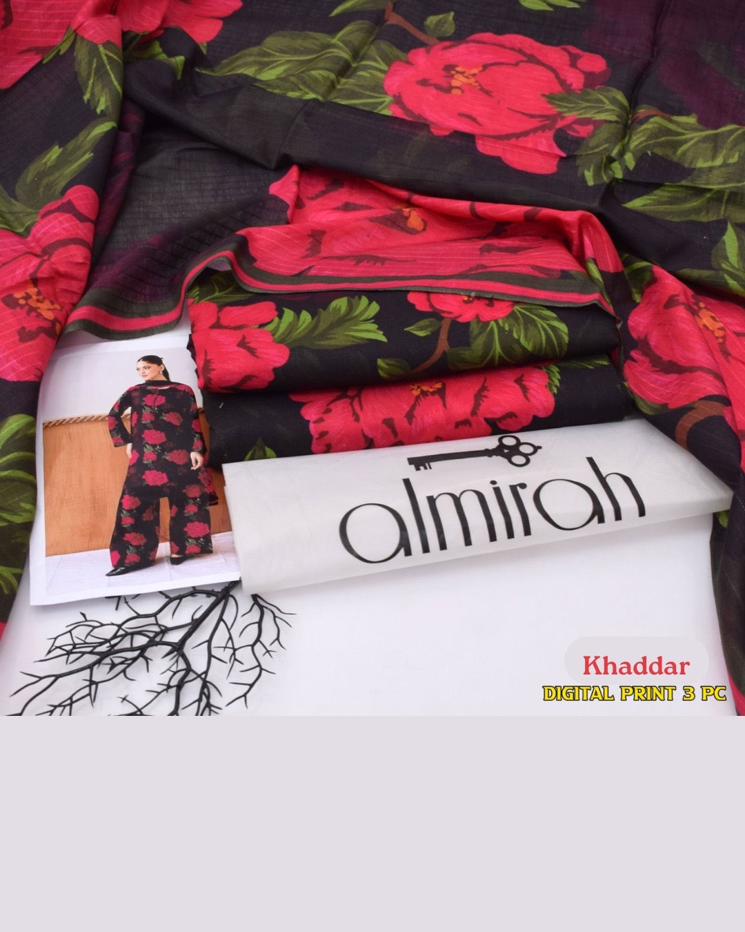 ALMIRAH 3pc Printed Cotrai Khaddar