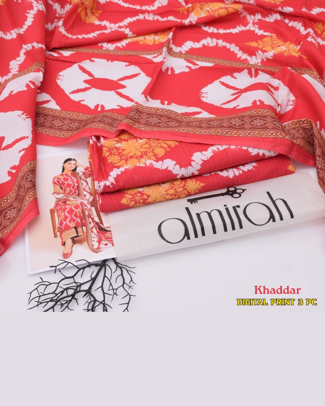 ALMIRAH 3pc Printed Cotrai Khaddar
