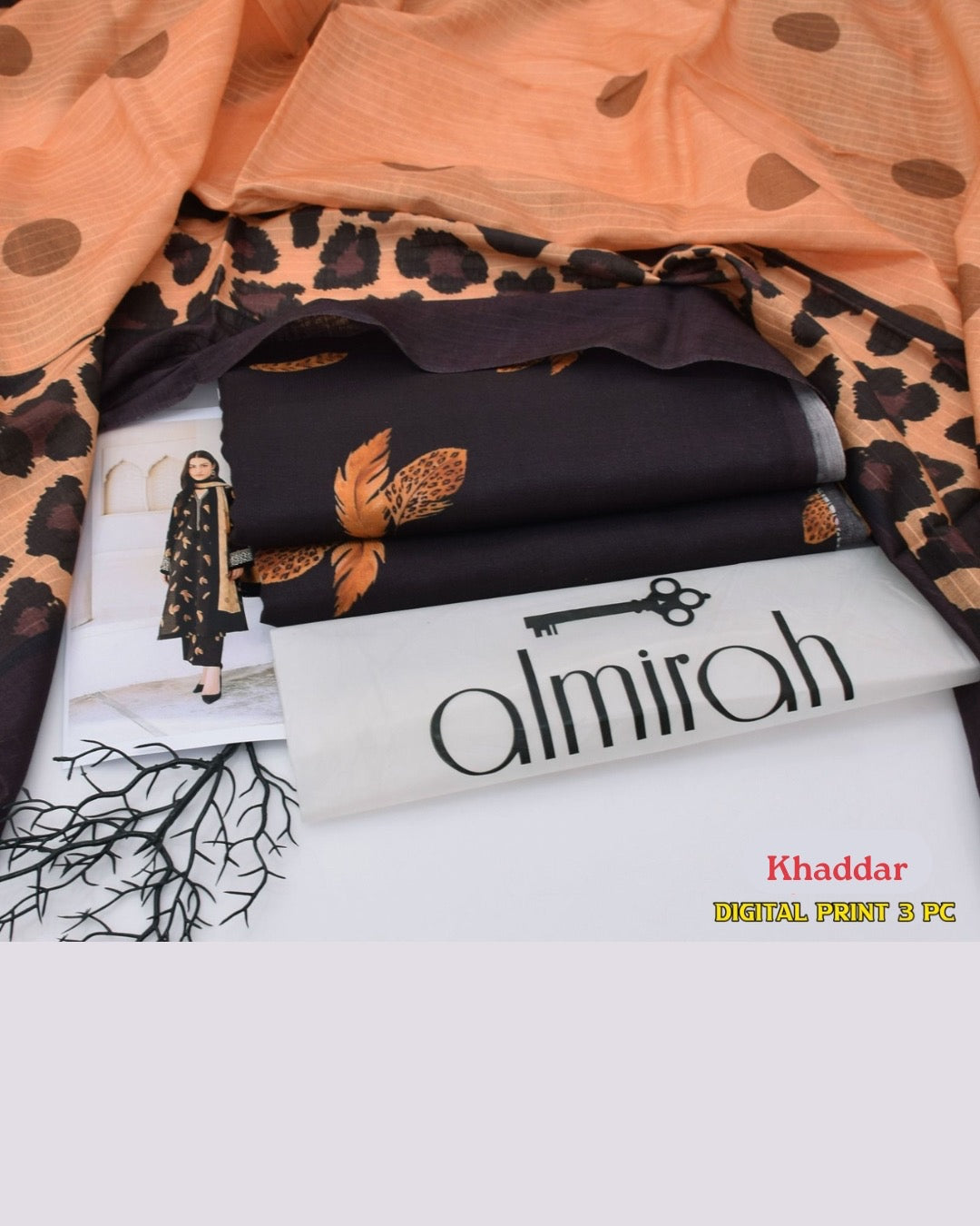 ALMIRAH 3pc Printed Cotrai Khaddar